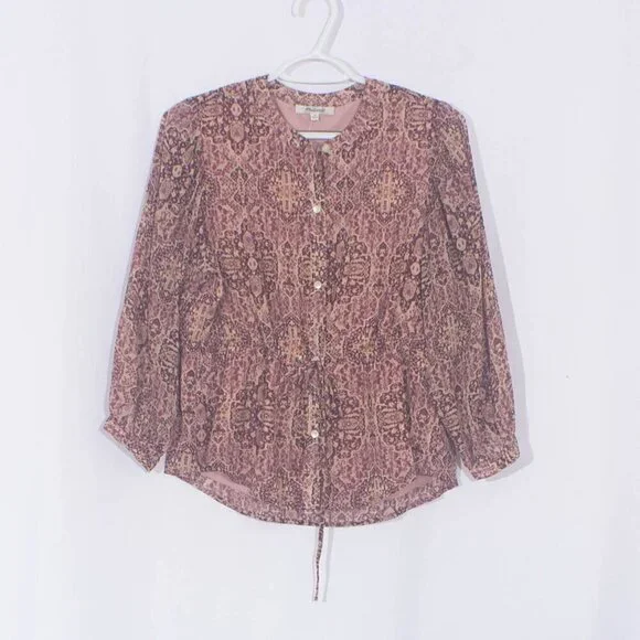 NWT MADEWELL Drawstring Top in Kaleidoscope Print Size XS - Picture 5 of 10
